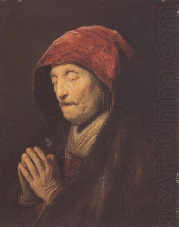 REMBRANDT Harmenszoon van Rijn An old woman at prayer (mk33) china oil painting image